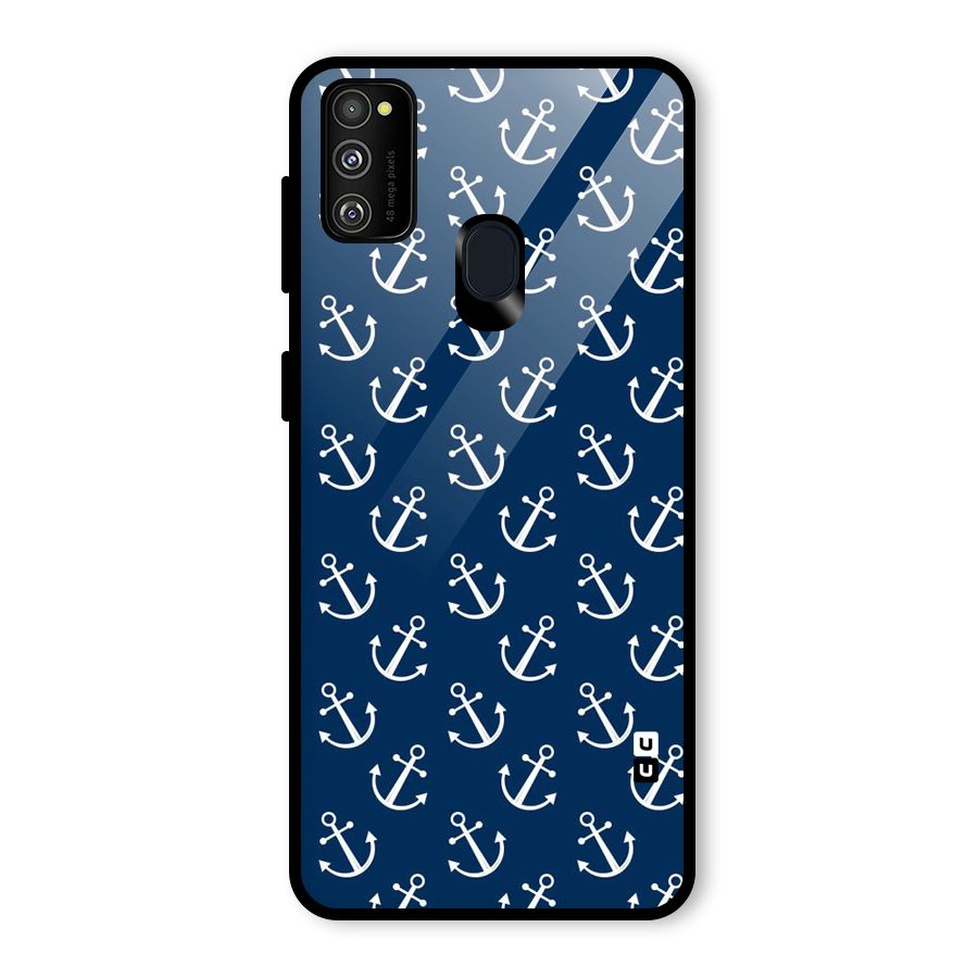 Anchor Zig Pattern Glass Back Case for Galaxy M30s