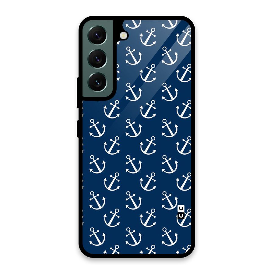 Anchor Zig Pattern Glass Back Case for Galaxy S22 5G