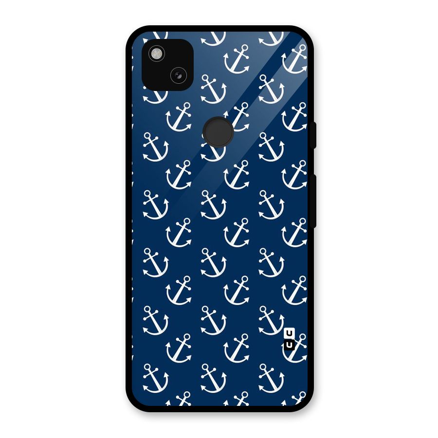 Anchor Zig Pattern Glass Back Case for Google Pixel 4a