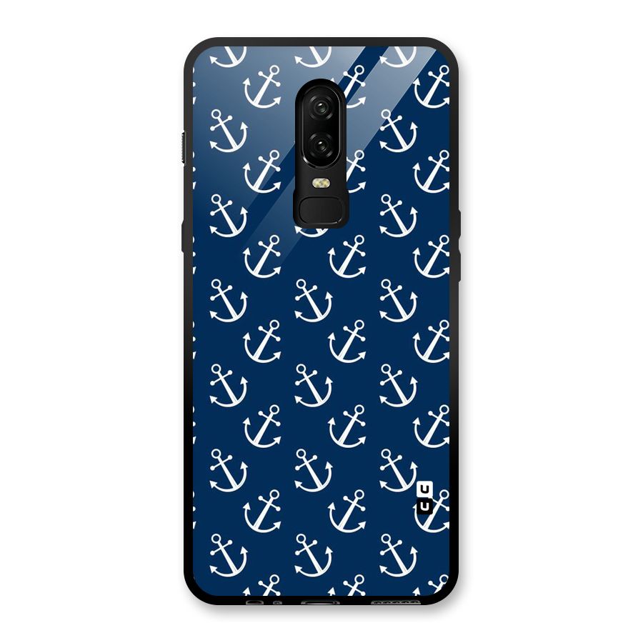 Anchor Zig Pattern Glass Back Case for OnePlus 6