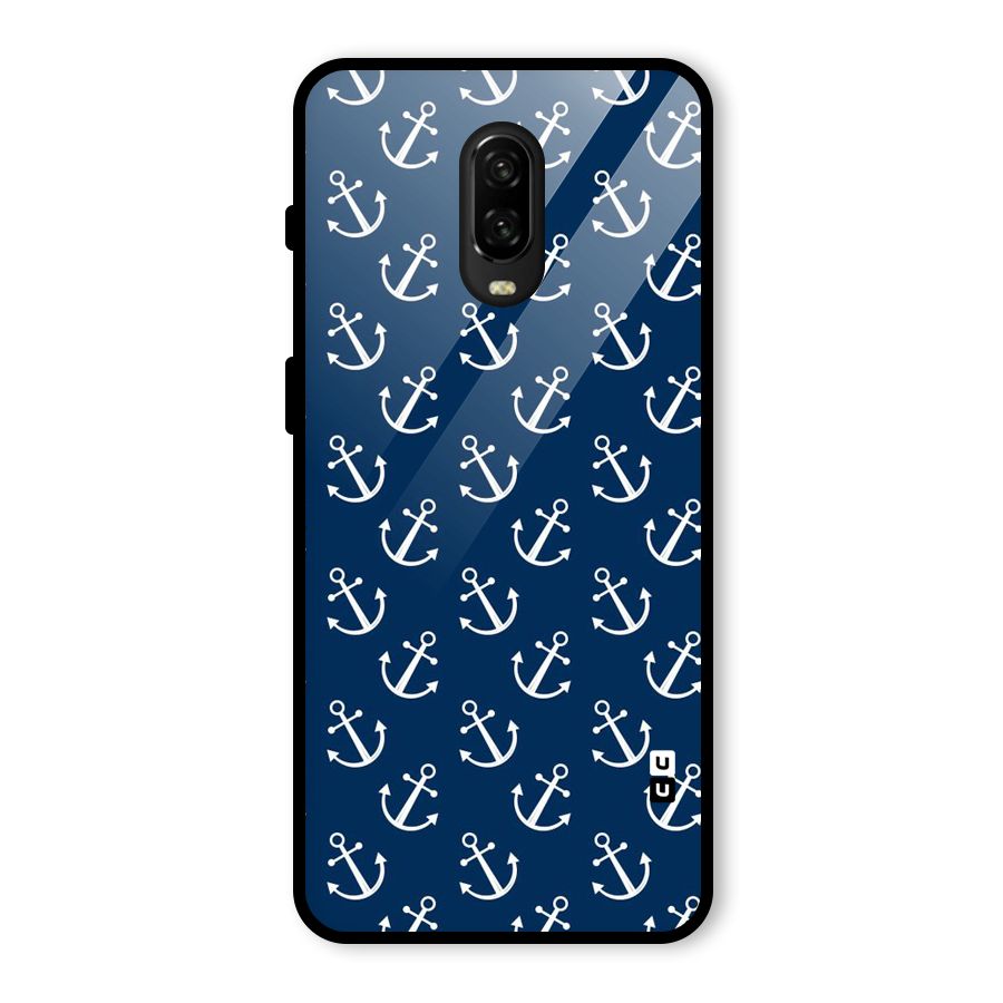Anchor Zig Pattern Glass Back Case for OnePlus 6T