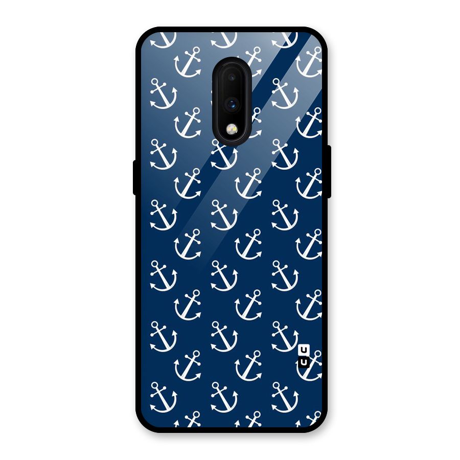 Anchor Zig Pattern Glass Back Case for OnePlus 7