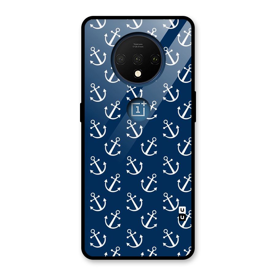Anchor Zig Pattern Glass Back Case for OnePlus 7T