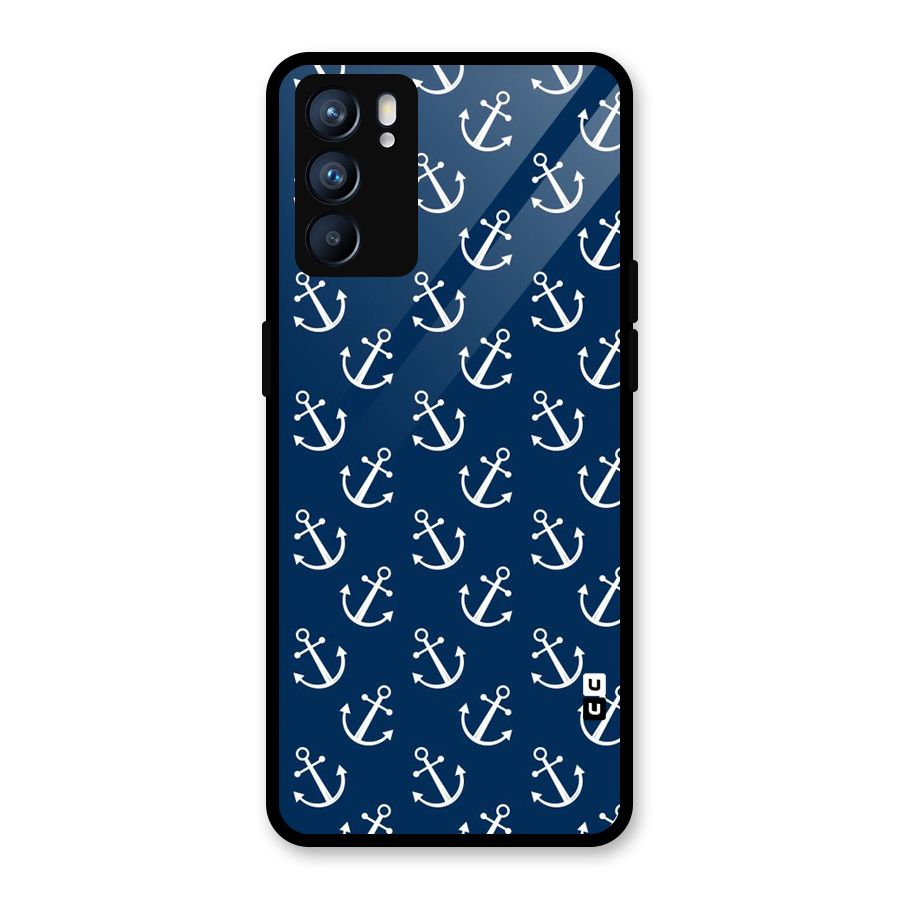Anchor Zig Pattern Glass Back Case for Oppo Reno6 5G