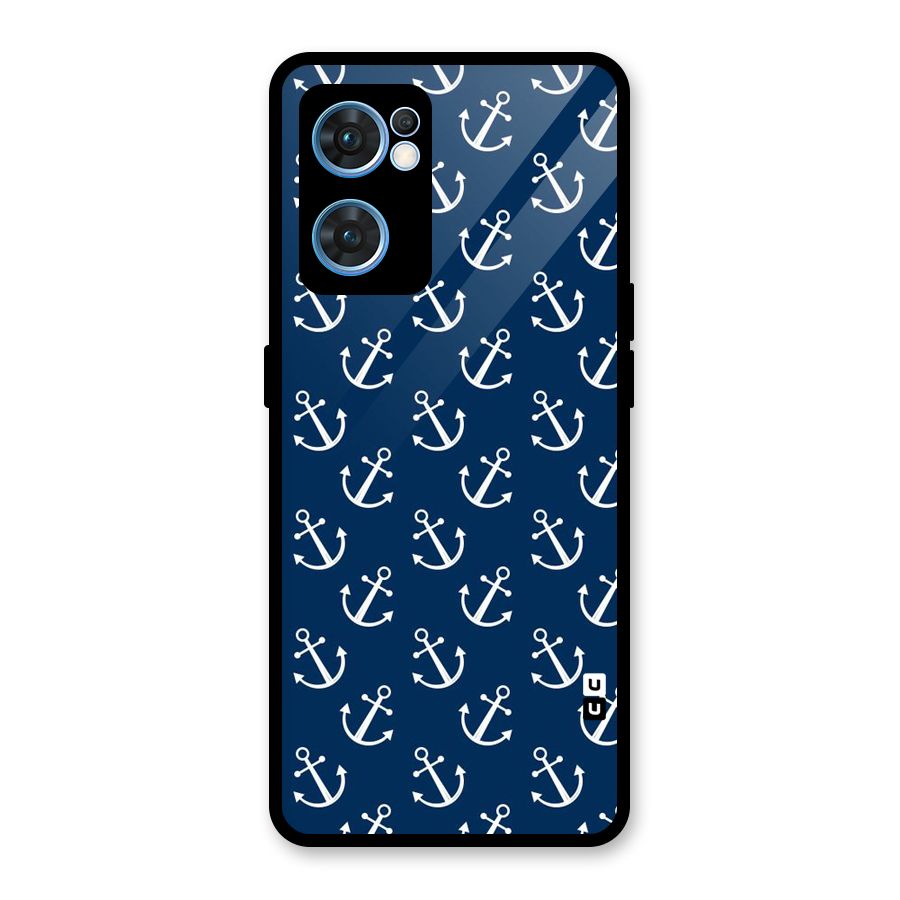 Anchor Zig Pattern Glass Back Case for Oppo Reno7 5G