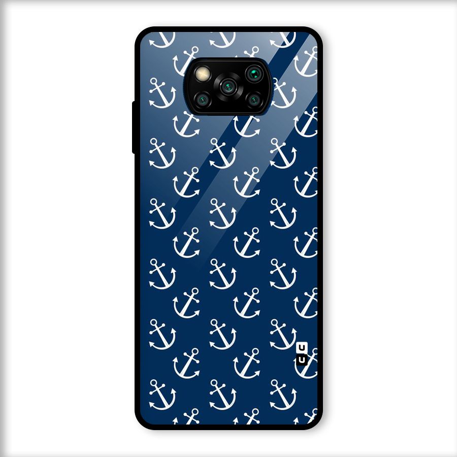Anchor Zig Pattern Glass Back Case for Poco X3