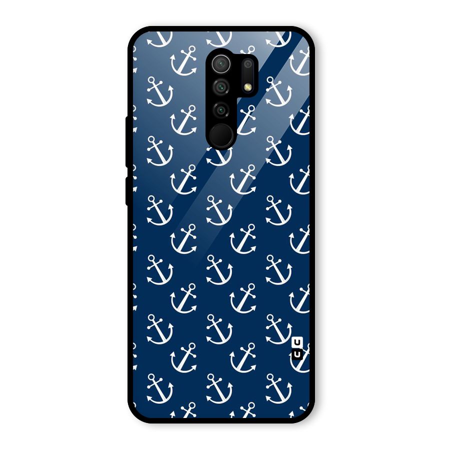 Anchor Zig Pattern Glass Back Case for Redmi 9 Prime