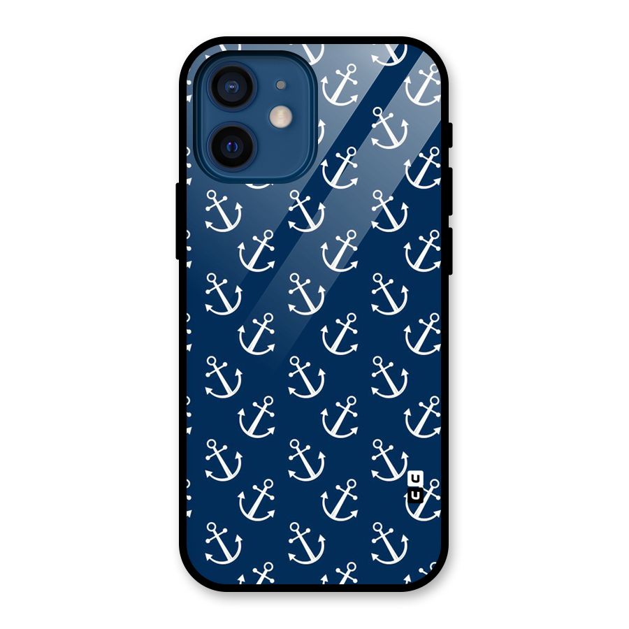 Anchor Zig Pattern Glass Back Case for iPhone 12 Mini
