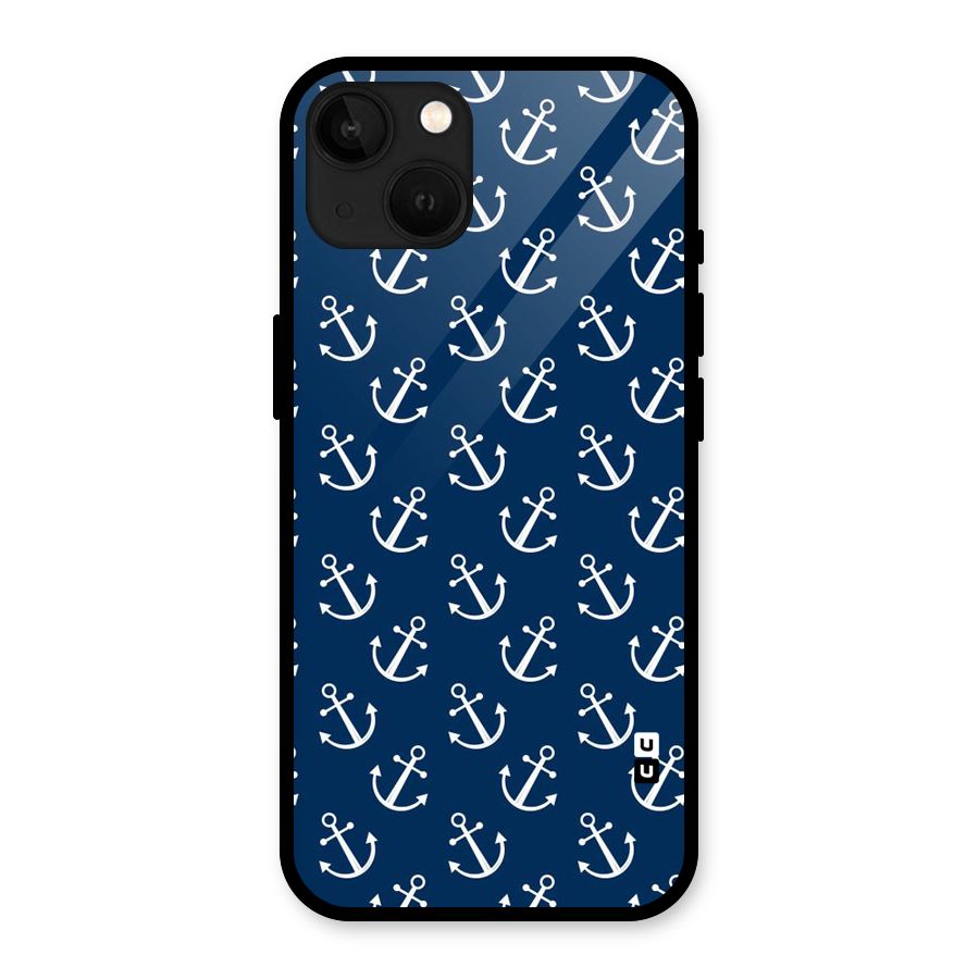 Anchor Zig Pattern Glass Back Case for iPhone 13