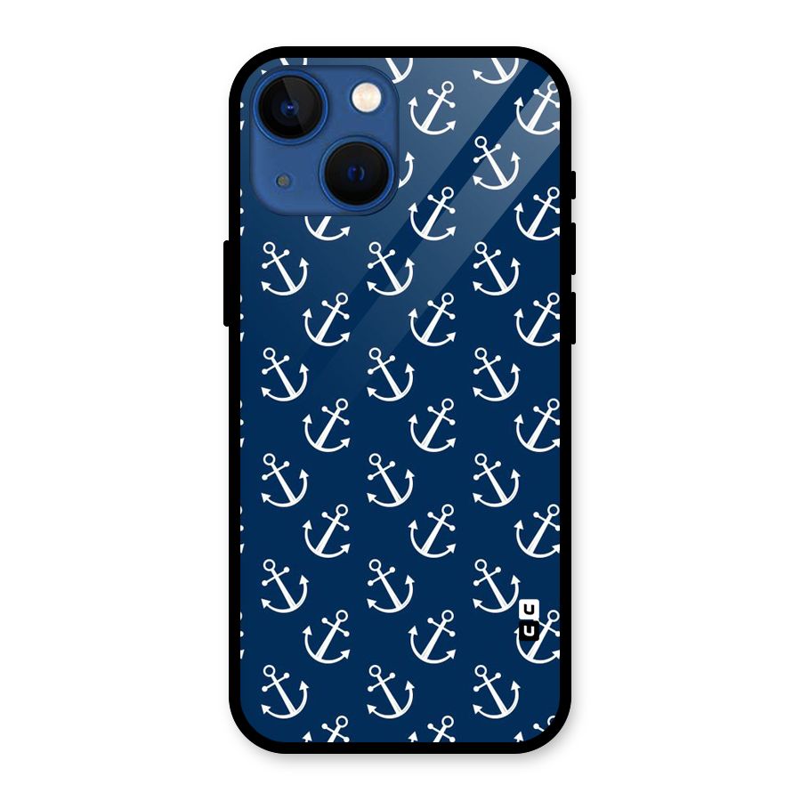 Anchor Zig Pattern Glass Back Case for iPhone 13 Mini