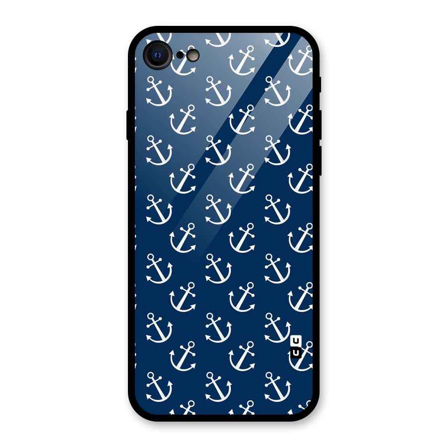 Anchor Zig Pattern Glass Back Case for iPhone SE 2022