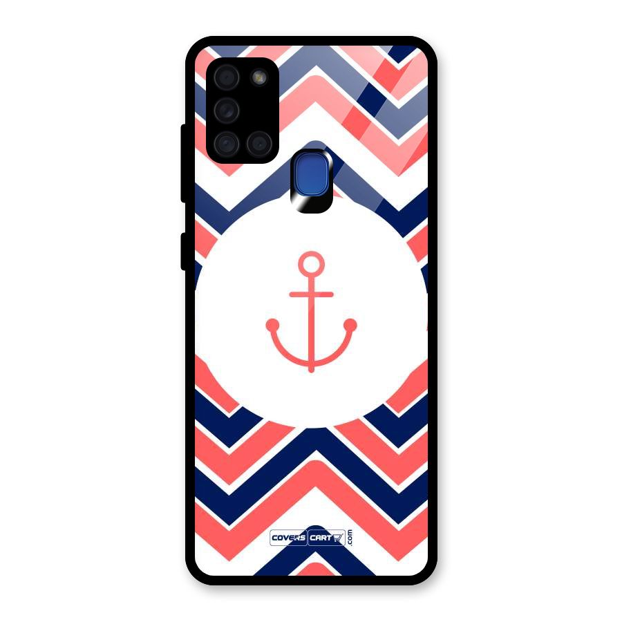 Anchor Zig Zag Glass Back Case for Galaxy A21s