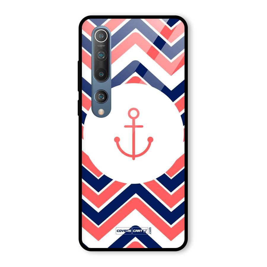 Anchor Zig Zag Glass Back Case for Mi 10