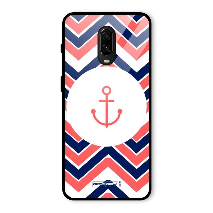 Anchor Zig Zag Glass Back Case for OnePlus 6T