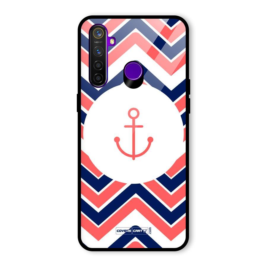 Anchor Zig Zag Glass Back Case for Realme 5 Pro