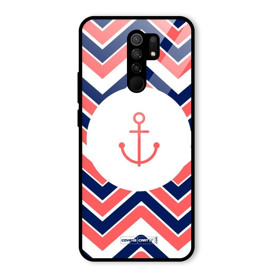 Anchor Zig Zag Glass Back Case for Redmi 9 Prime