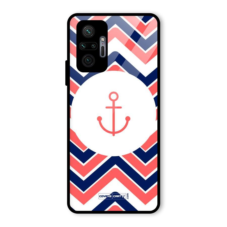 Anchor Zig Zag Glass Back Case for Redmi Note 10 Pro