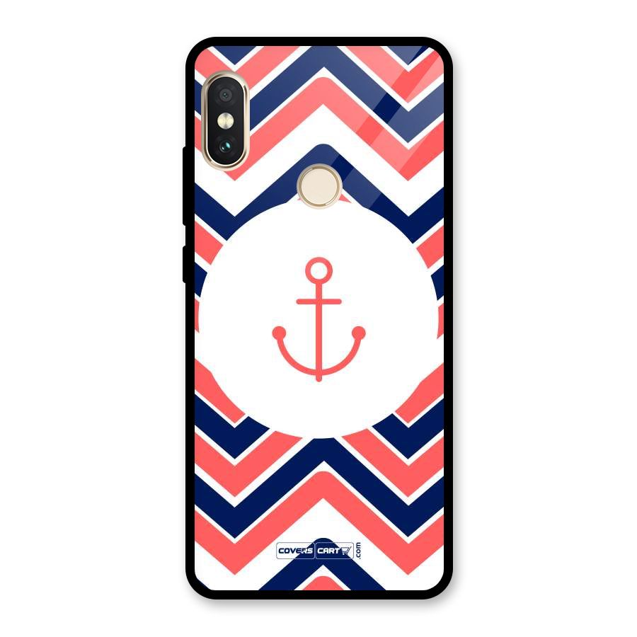 Anchor Zig Zag Glass Back Case for Redmi Note 5 Pro