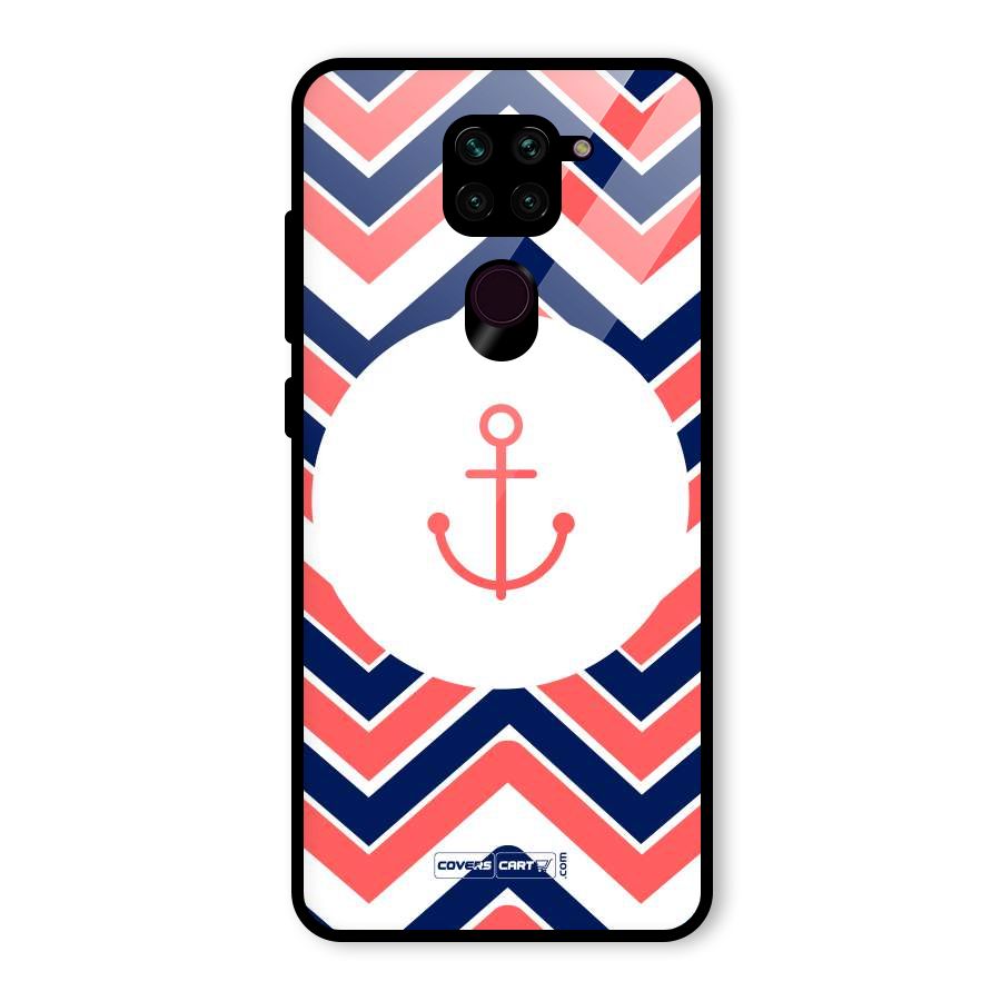 Anchor Zig Zag Glass Back Case for Redmi Note 9