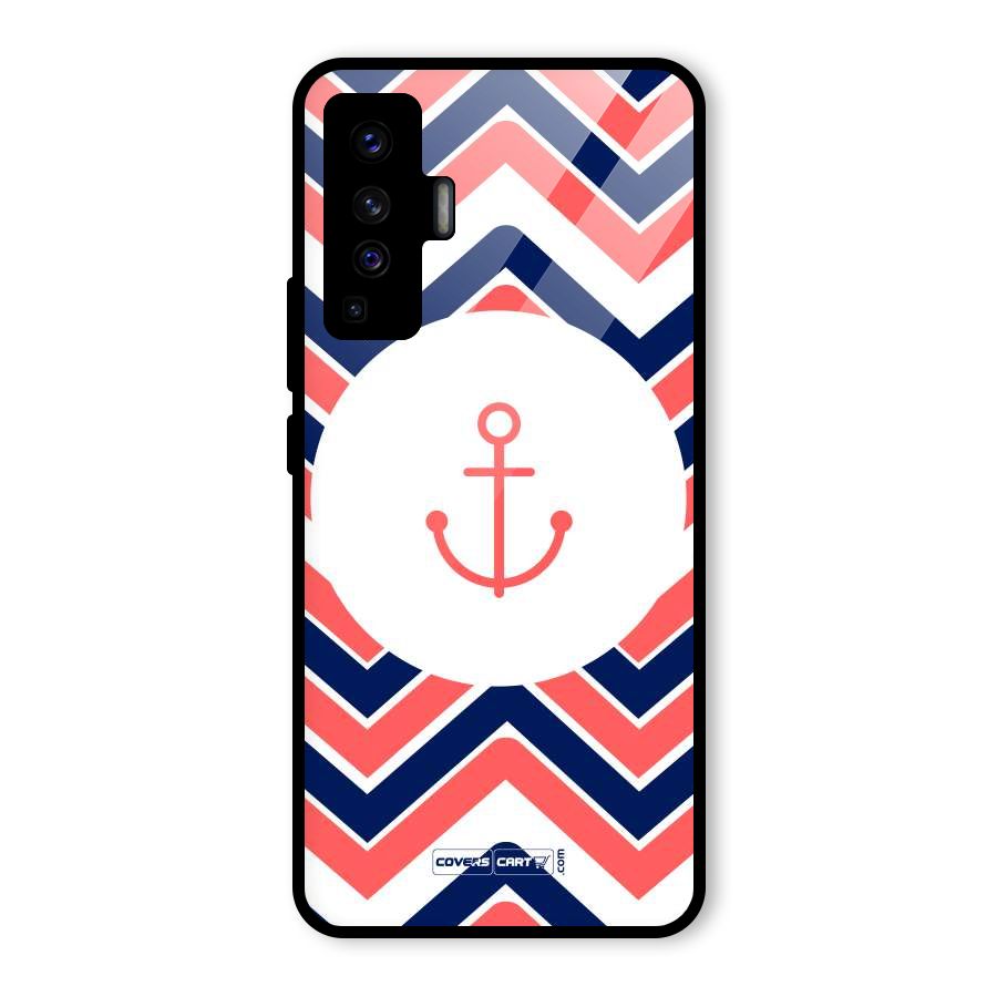 Anchor Zig Zag Glass Back Case for Vivo X50