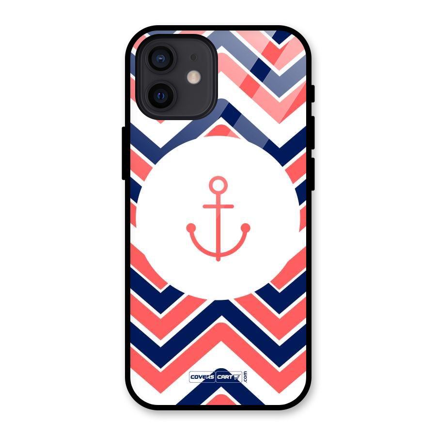 Anchor Zig Zag Glass Back Case for iPhone 12