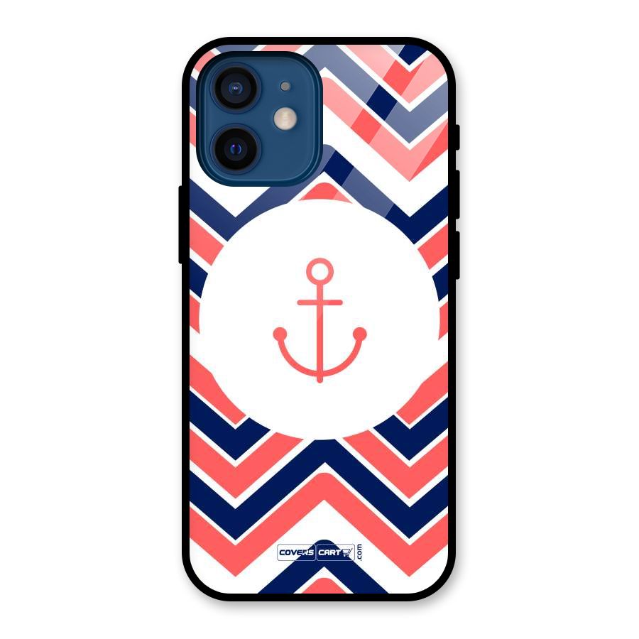 Anchor Zig Zag Glass Back Case for iPhone 12 Mini