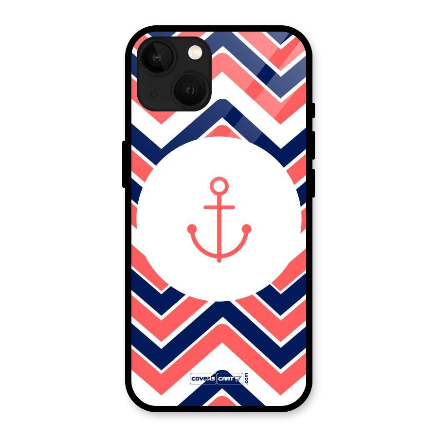 Anchor Zig Zag Glass Back Case for iPhone 13