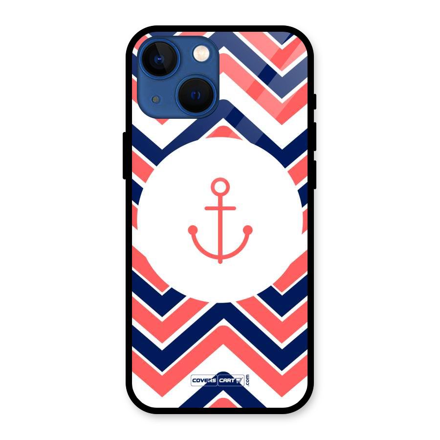 Anchor Zig Zag Glass Back Case for iPhone 13 Mini