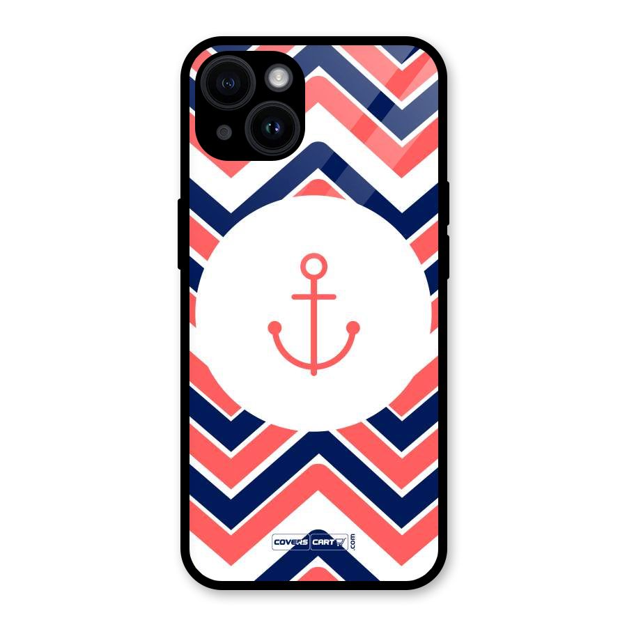 Anchor Zig Zag Glass Back Case for iPhone 14