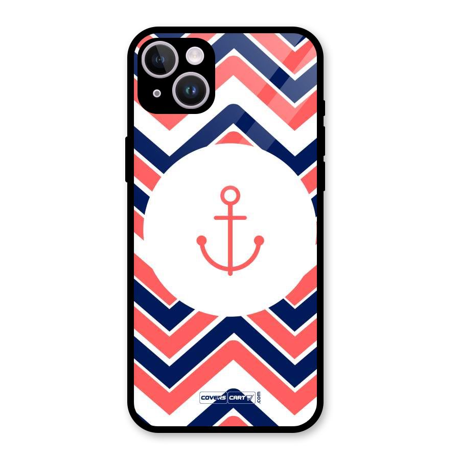Anchor Zig Zag Glass Back Case for iPhone 14 Plus