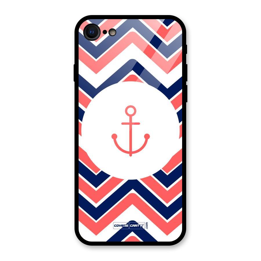 Anchor Zig Zag Glass Back Case for iPhone SE 2022
