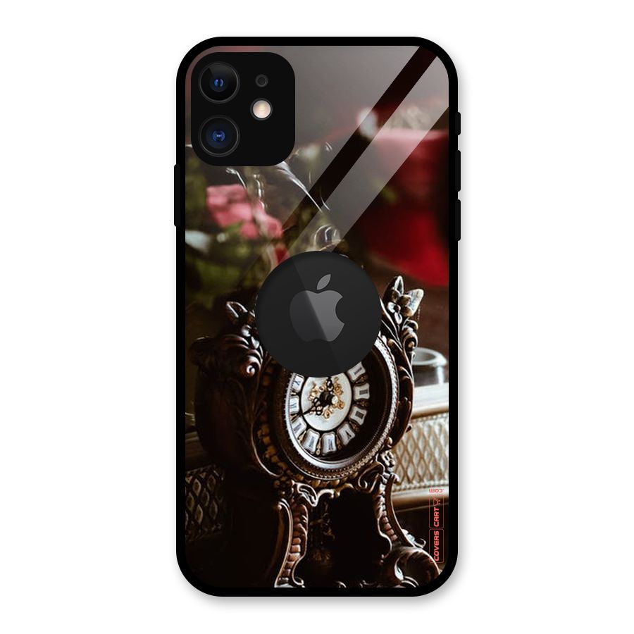 Ancient Clock Glass Back Case for iPhone 11 Logo Cut