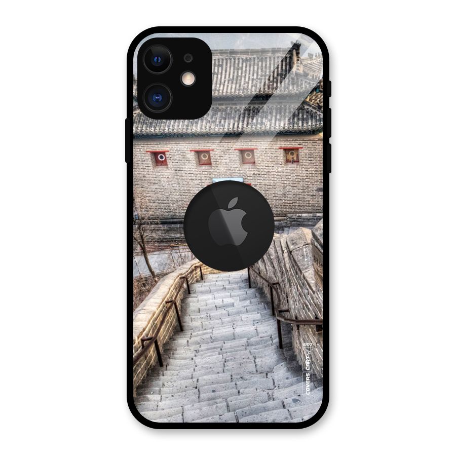 Ancient Strairs Glass Back Case for iPhone 11 Logo Cut