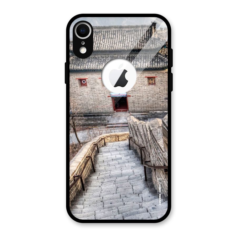 Ancient Strairs Glass Back Case for iPhone XR Logo Cut