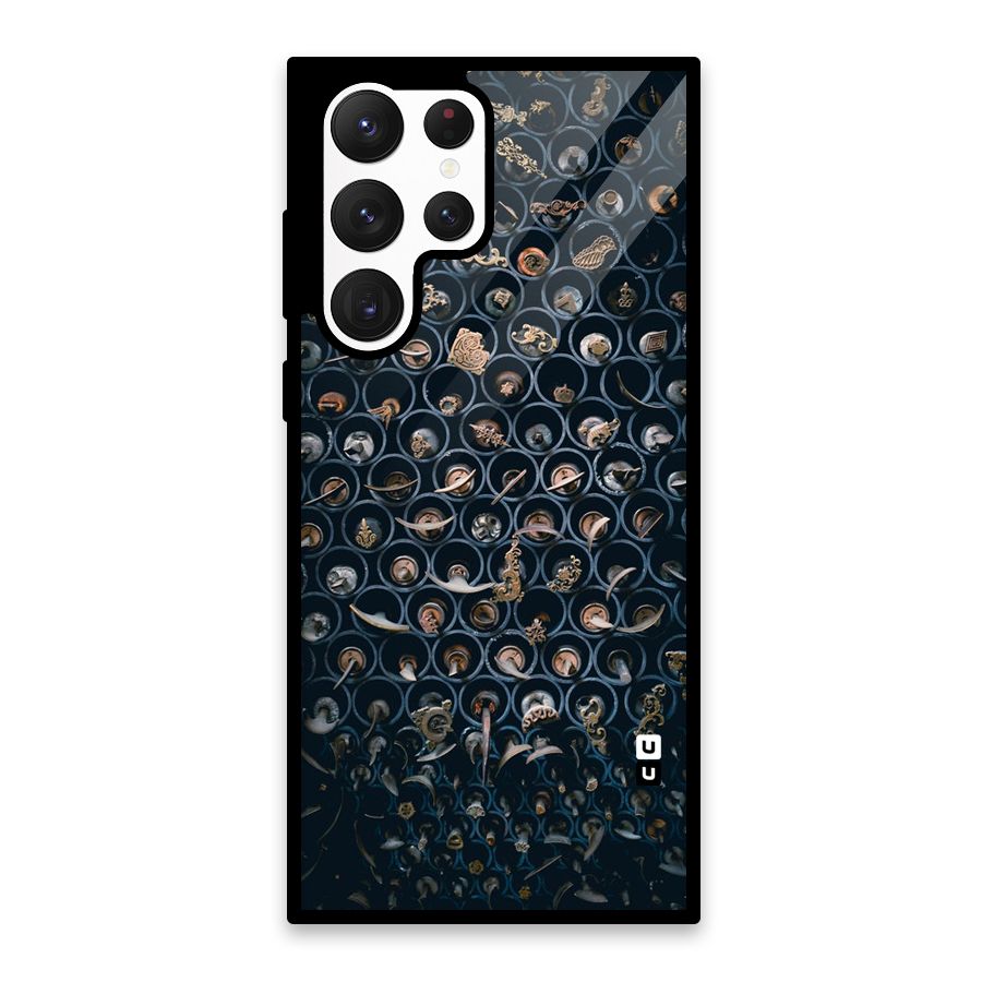 Ancient Wall Circles Glass Back Case for Galaxy S22 Ultra 5G