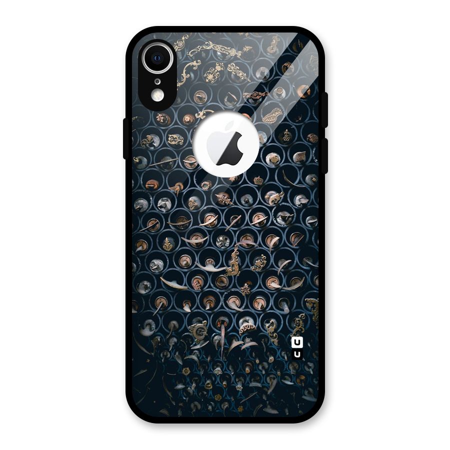 Ancient Wall Circles Glass Back Case for iPhone XR Logo Cut