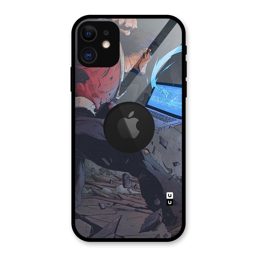 Angry Programmer Glass Back Case for iPhone 11 Logo Cut