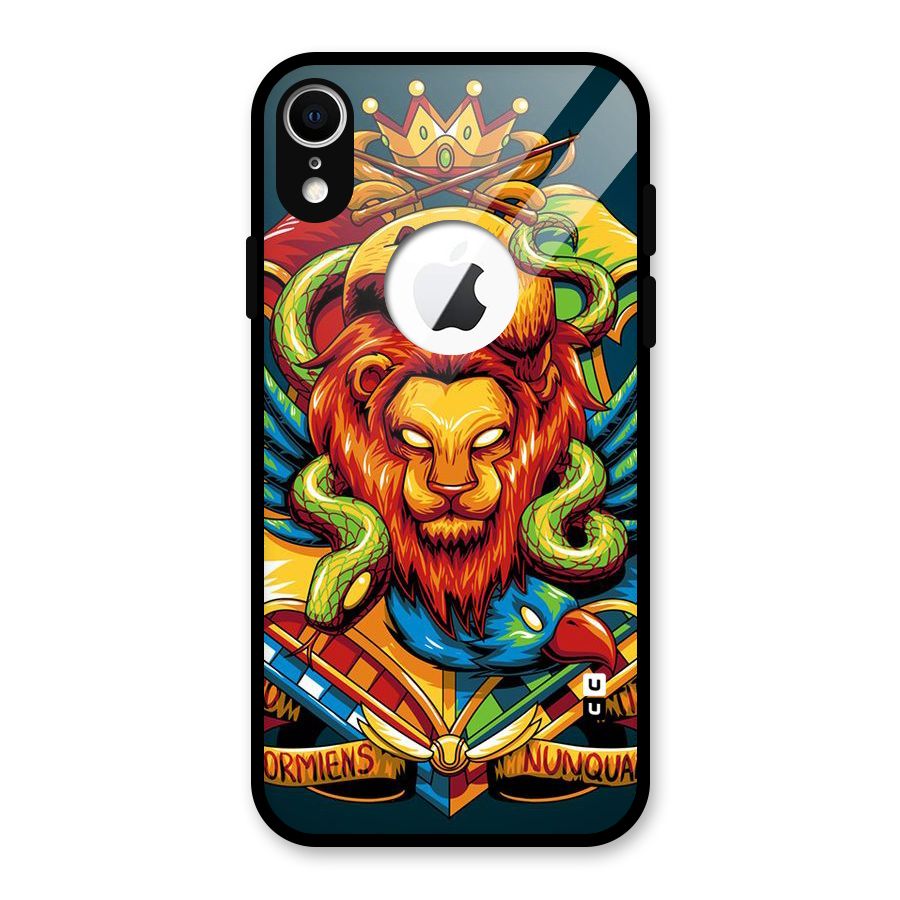 Animal Art Glass Back Case for iPhone XR Logo Cut