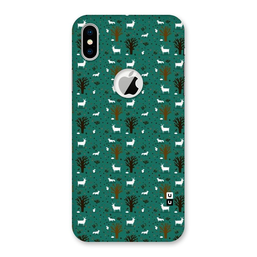 Animal Grass Pattern Back Case for iPhone XS Logo Cut