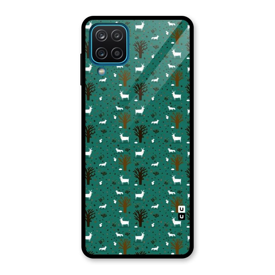 Animal Grass Pattern Glass Back Case for Galaxy A12