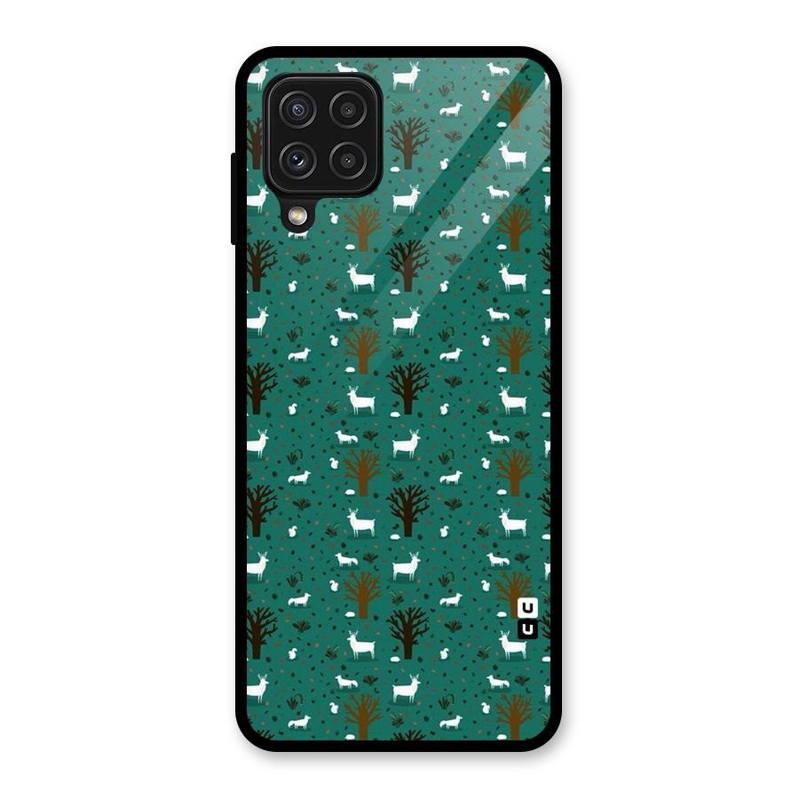 Animal Grass Pattern Glass Back Case for Galaxy A22 4G