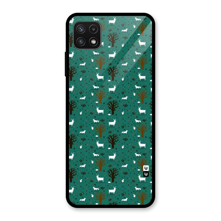 Animal Grass Pattern Glass Back Case for Galaxy A22 5G