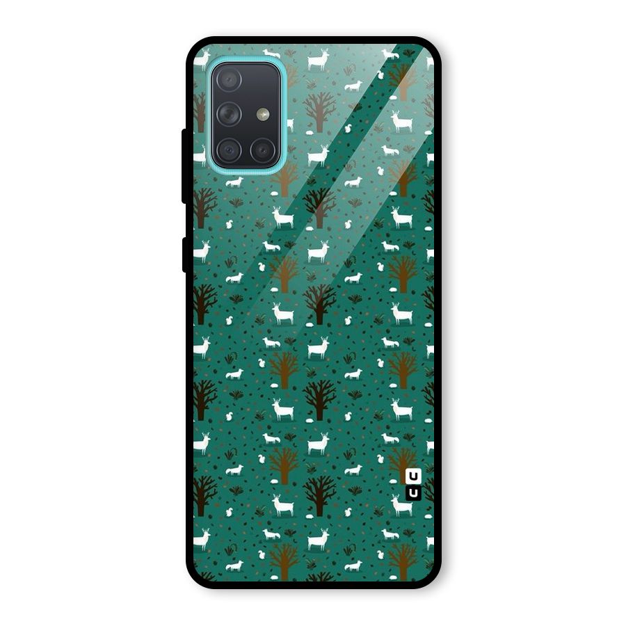 Animal Grass Pattern Glass Back Case for Galaxy A71