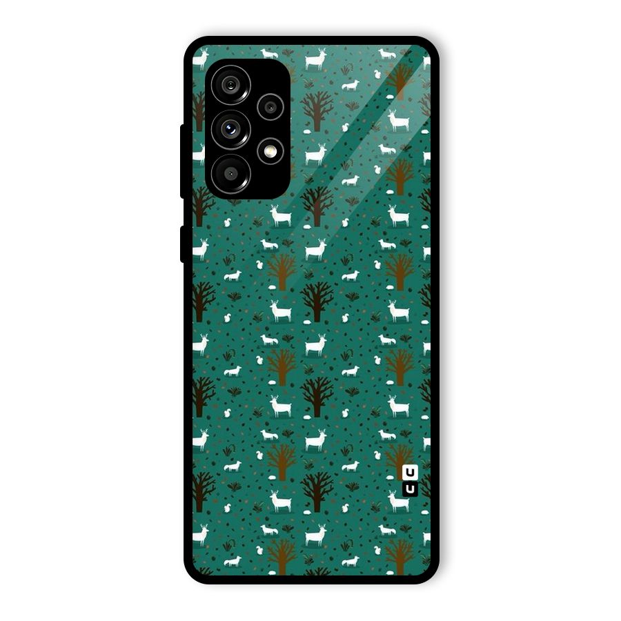 Animal Grass Pattern Glass Back Case for Galaxy A73 5G