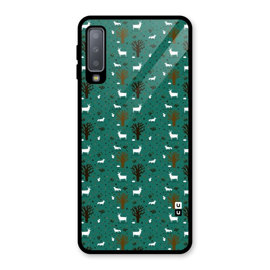 Animal Grass Pattern Glass Back Case for Galaxy A7 (2018)