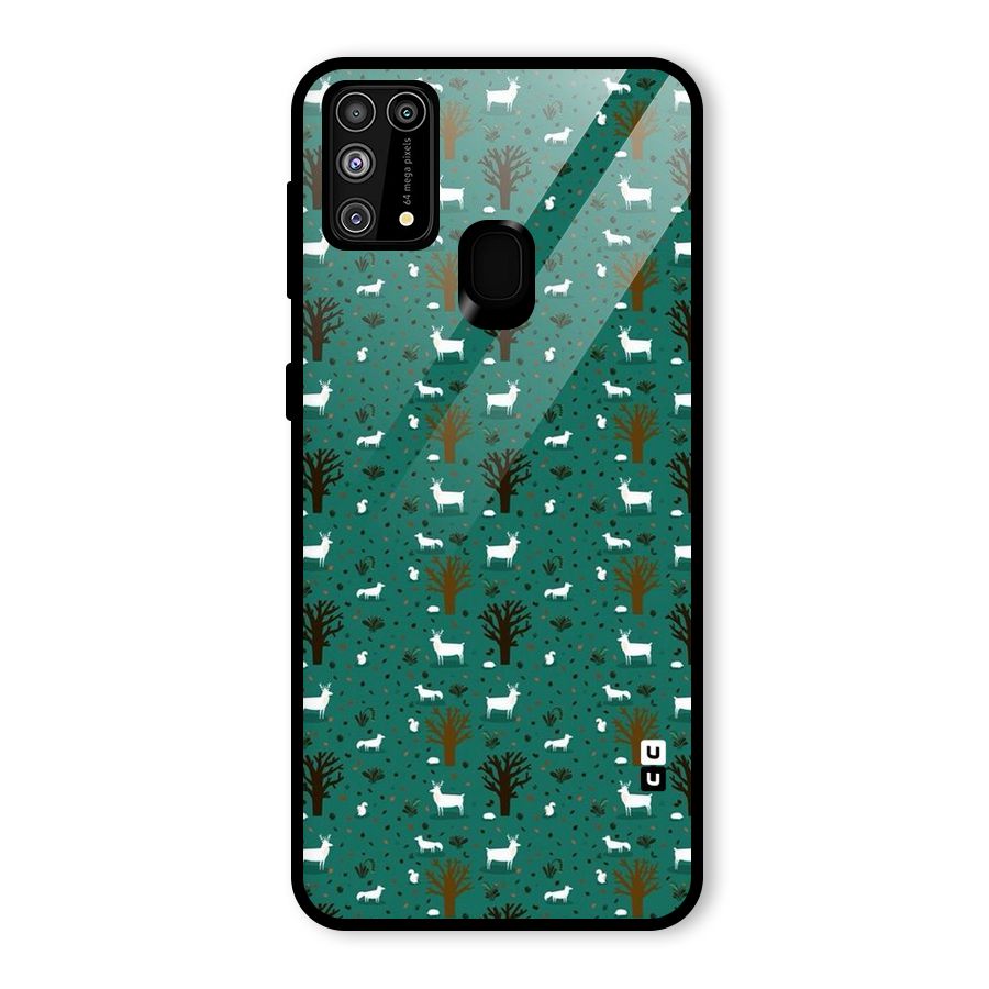 Animal Grass Pattern Glass Back Case for Galaxy F41