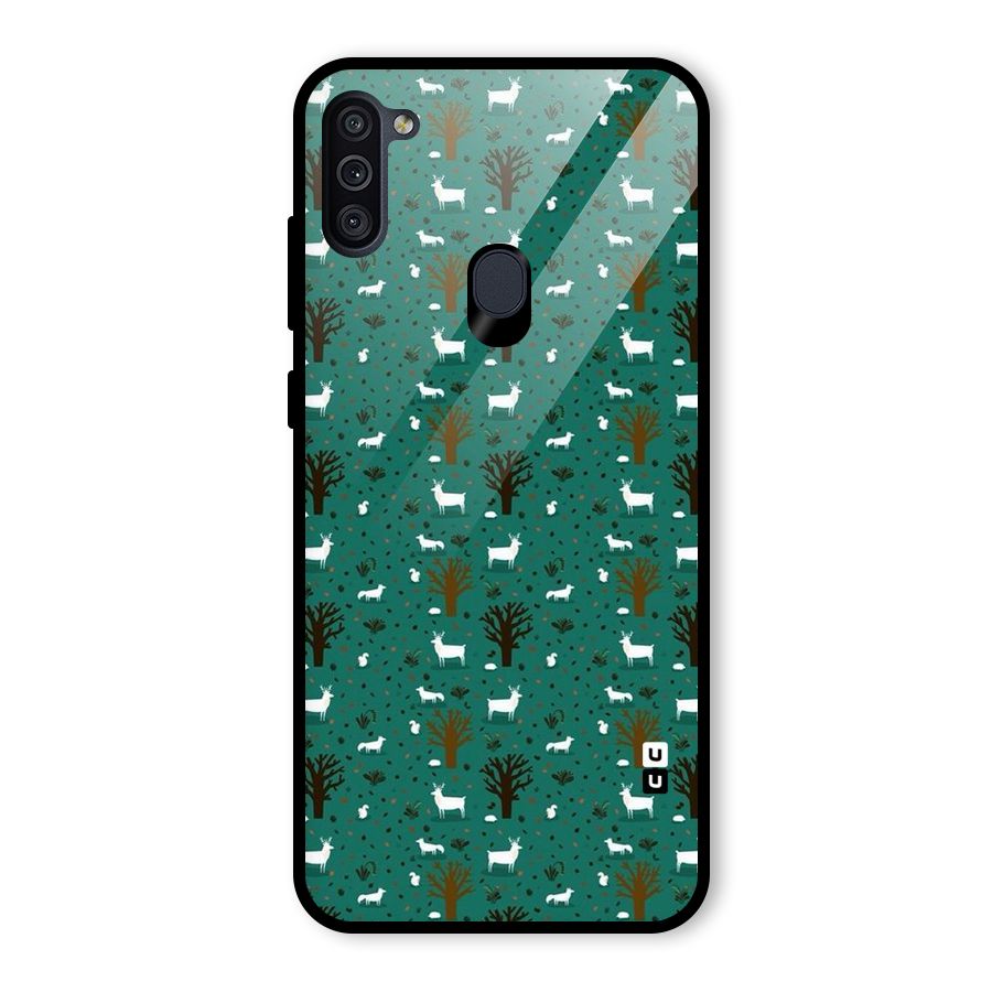 Animal Grass Pattern Glass Back Case for Galaxy M11