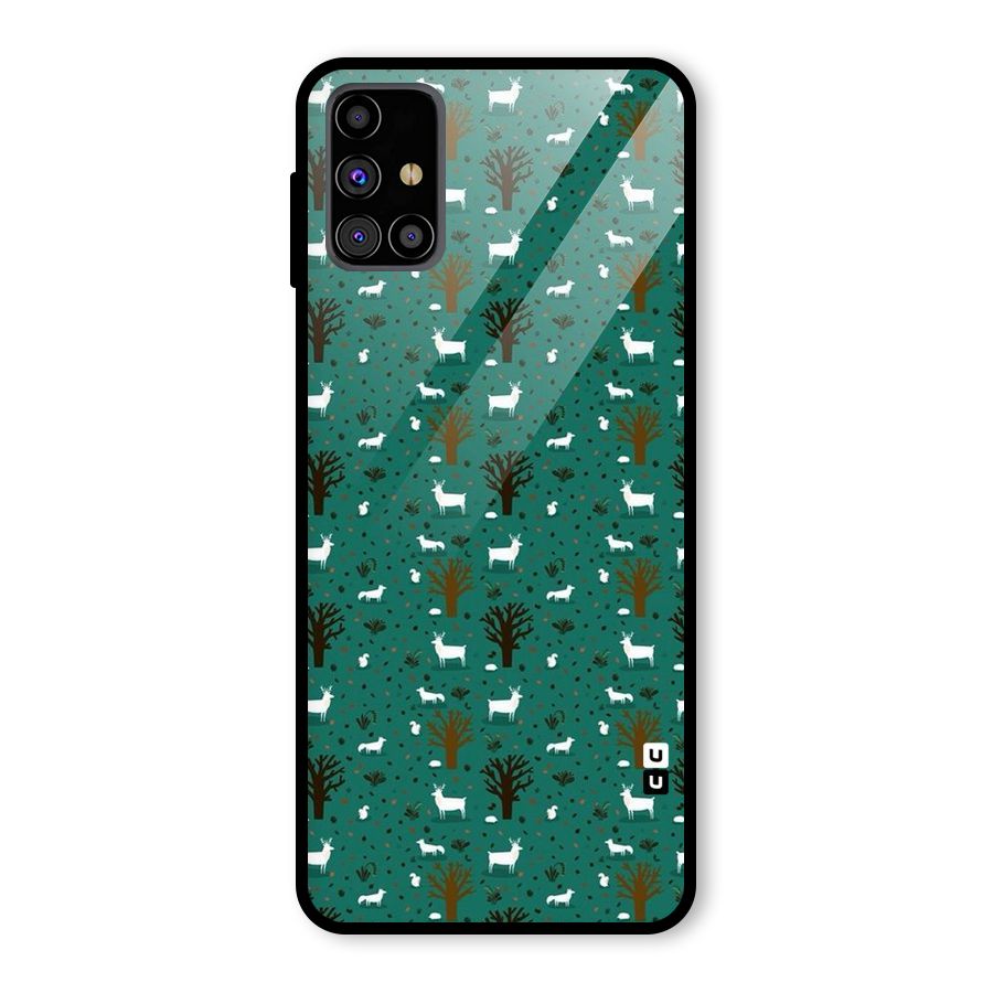 Animal Grass Pattern Glass Back Case for Galaxy M31s