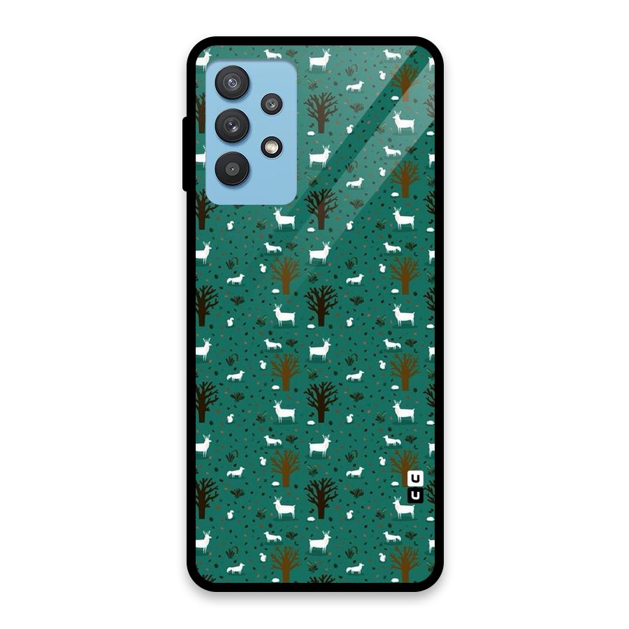 Animal Grass Pattern Glass Back Case for Galaxy M32 5G