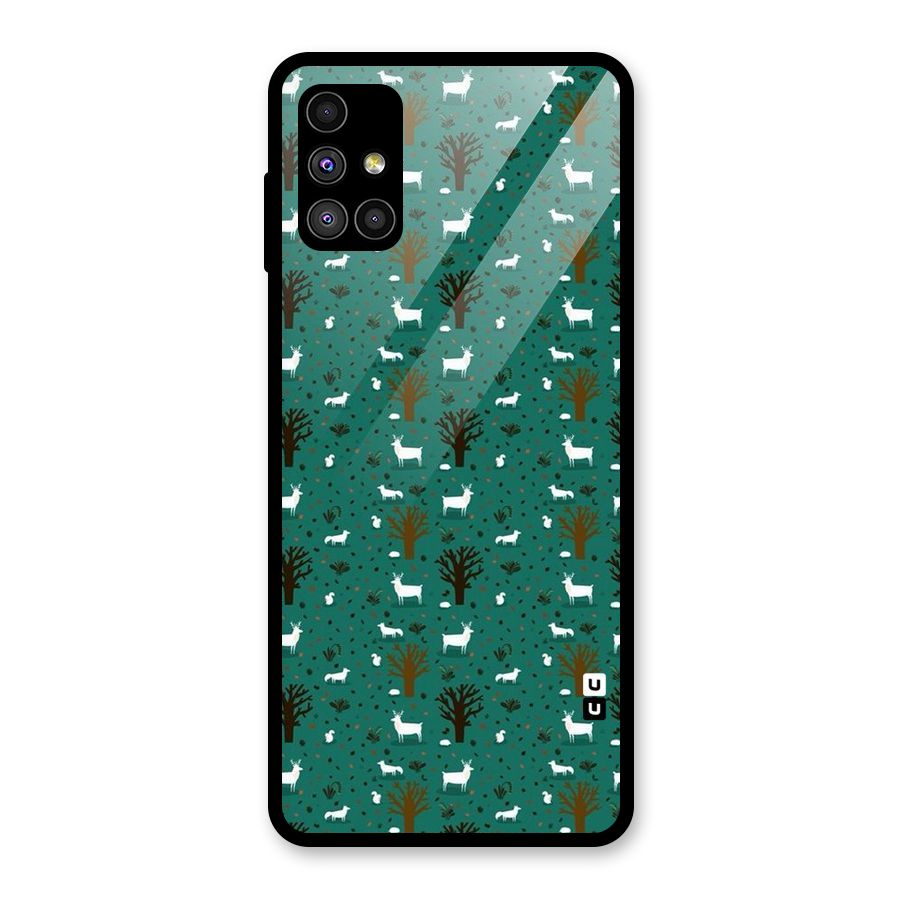 Animal Grass Pattern Glass Back Case for Galaxy M51